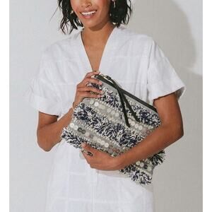 New with tags Cleobella Jayda Boho Leather and Denim Clutch